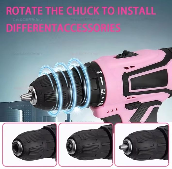 Aparafusadora Furadora 12V Cor de Rosa