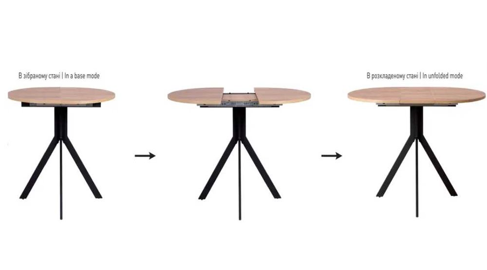 Стіл розкладний кухонний обідній Лофт 110 (150) х 90 чорний, НАЛОЖКА