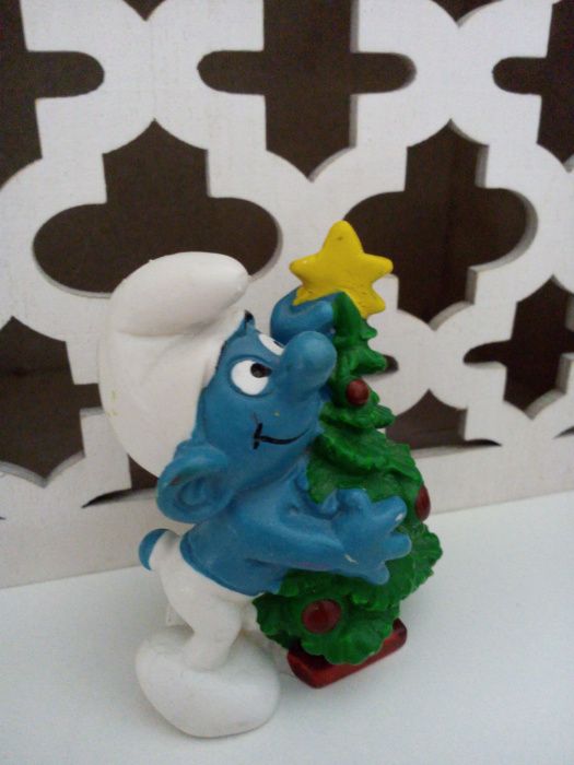 Estrumfe com árvore de Natal Smurf coleccionável 1981