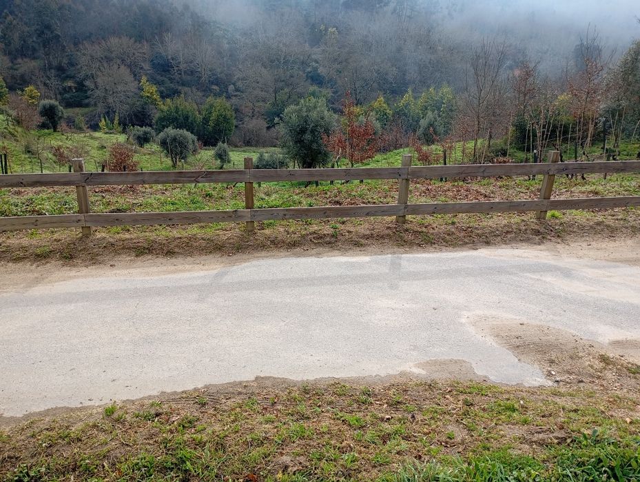 Terreno entre a ecopista e o rio dão