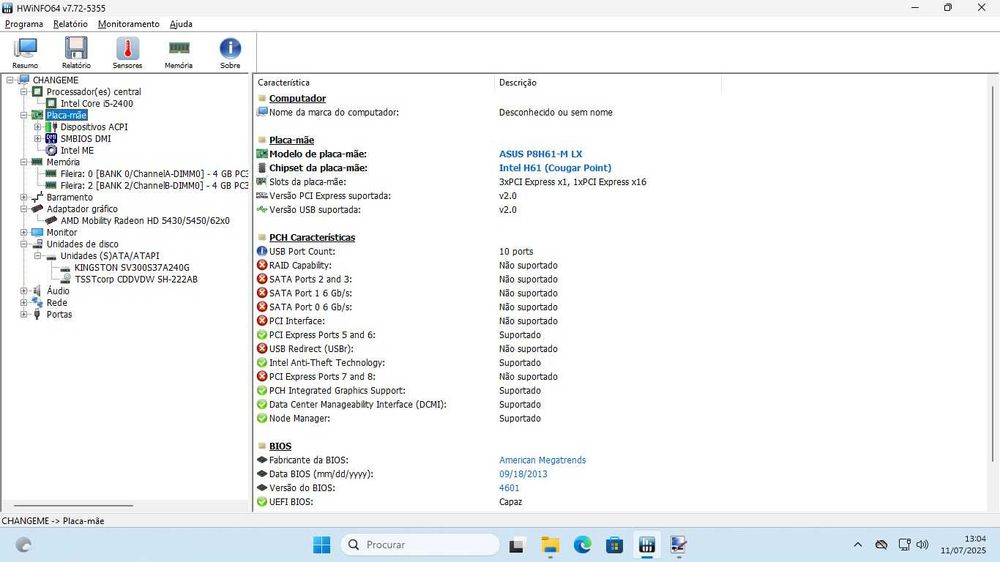 Computador DI i5 com SSD e Windows 11 PRO