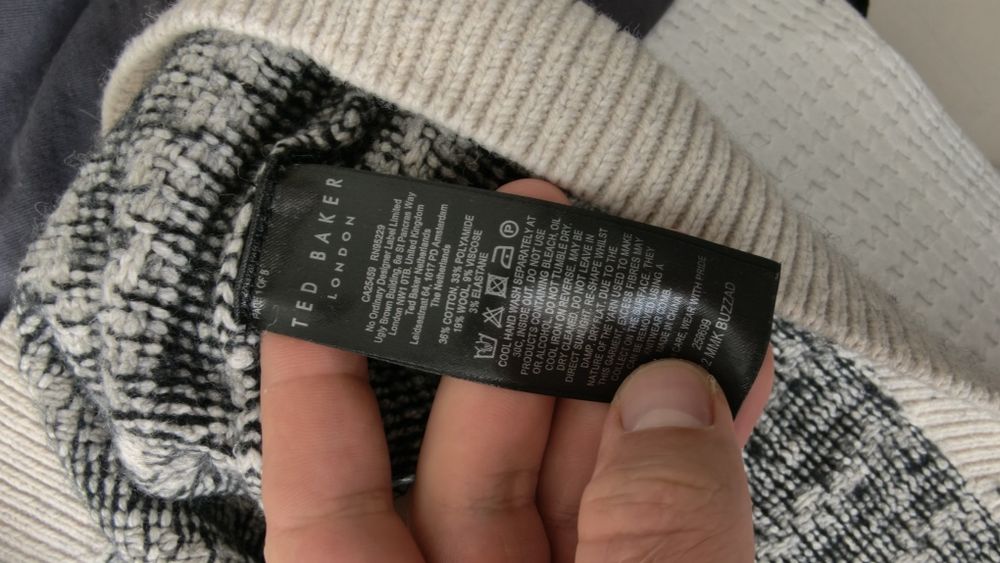 Sweter męski Ted Baker 3 M w pasy strukturalny premium bawełna wełna casual
