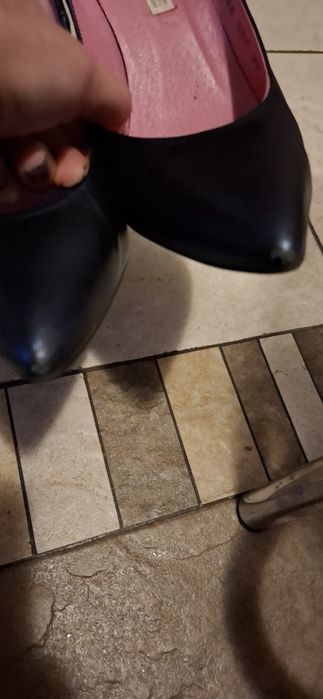 Granatowe szpilki 39 skóra naturalna buffalo