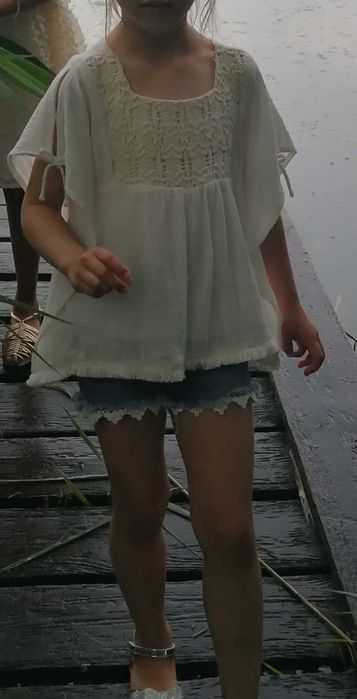 Zara bluzka boho z szydełkowaną wstawką r. 122