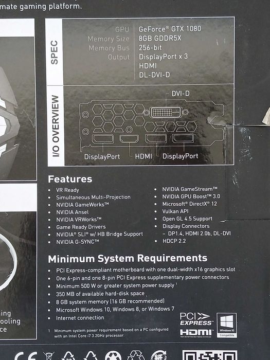 Placa Gráfica GTX GeForce Armor 1080, 8GB, & Fonte de Alimentação Cooler Master modular 80 Plus, 650 watts.