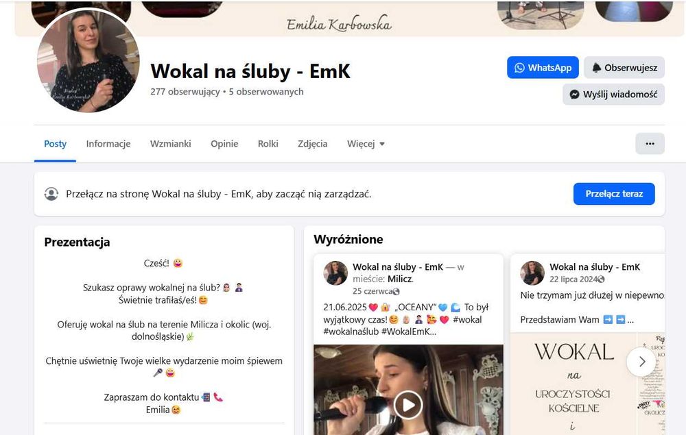 Wokal na ślub / Śpiew na ślubie / Emilia Karbowska