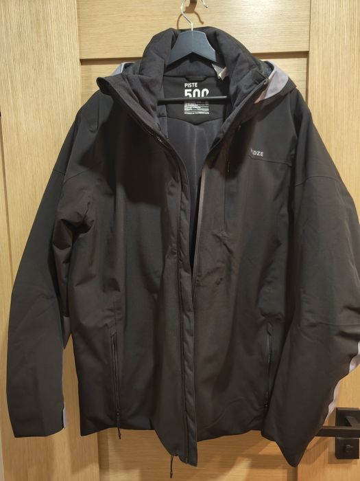 Kurtka narciarska czarna WEDZE Piste 500 XL