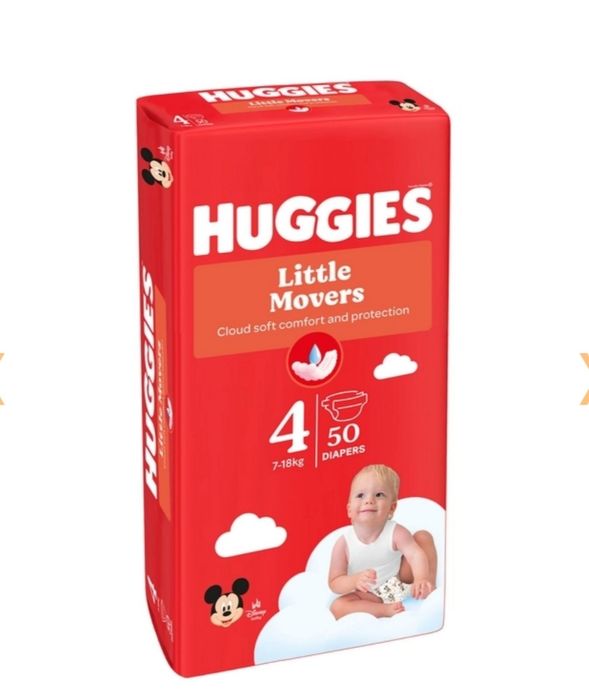 Підгузки huggies little movers 4 памперси 7-18 кг