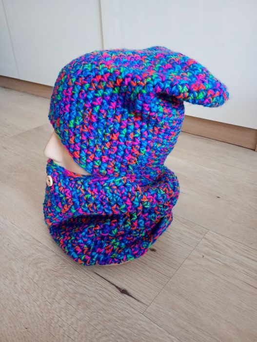 Komplet czapka komin handmade szydełko