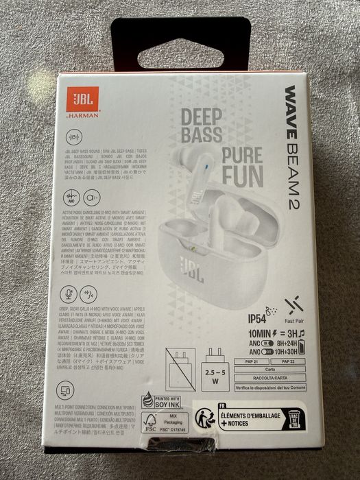 Auriculares True Wireless Bluetooth JBL Wave Beam 2 - Branco