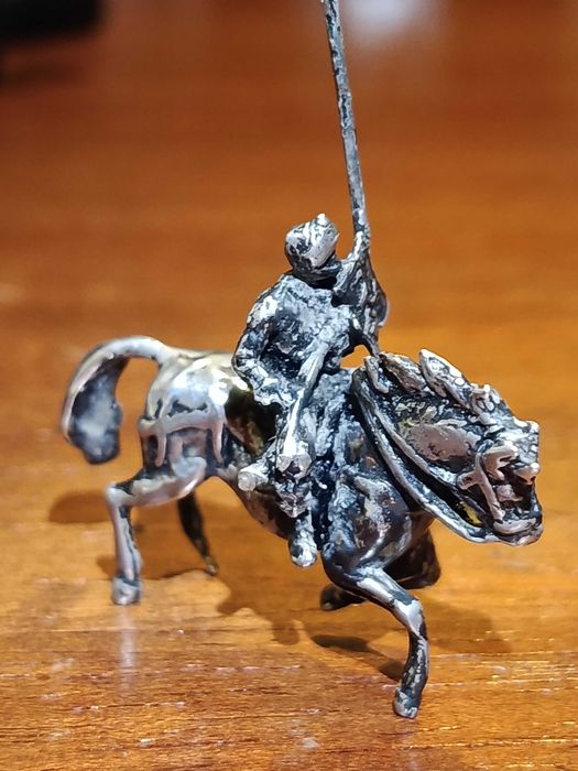 Escultura Cavalo Prata Portuguesa Alcino Contrastada 833