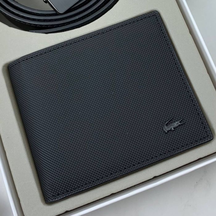 Мужской набор ремень и кошелек lacoste чоловічий ремінь