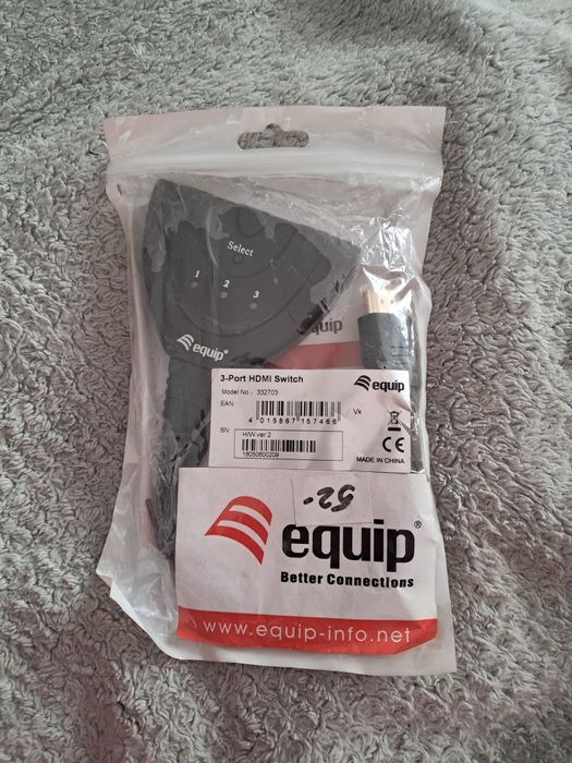 Przełącznik (switch) hdmi 3-portowy Equip nowy