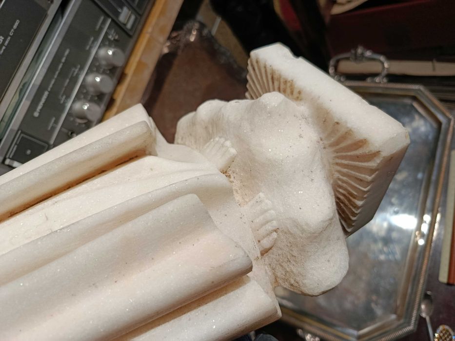 Escultura Esculpida Pedra Mármore Nossa Senhora 42 cm Antiga