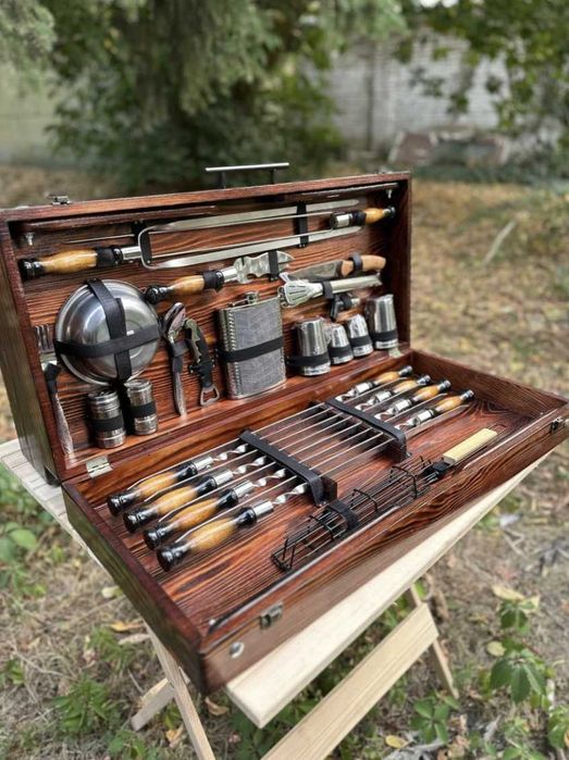 Набір шампурів на подарунок в кейсі! Дерево\фанера! Всім чоловікам!