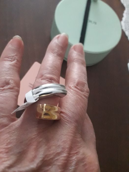 Anel nr 17 bicolor com ursinho tous e coração
