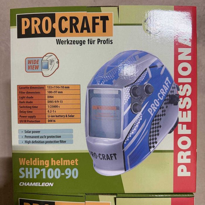Зварювальна маска Procraft SHP100-90 Хамелеон DIN 5-13, 4 сенсори