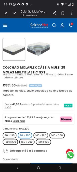Colchão molaflex cassia mantra collection 90x200