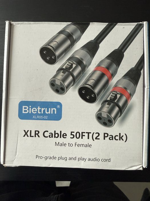 Bietrun XLR05-02 кабель XLR 15м Male-Female 2шт новий