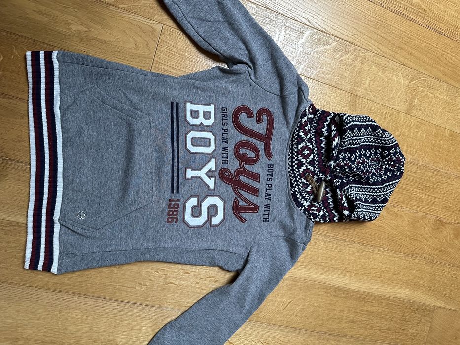 Bluza r. S kangurka z kapturem szara z kieszenia