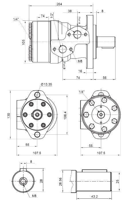 Silnik Hydrauliczny BMR SMR OMP 400 cm3 GR2 Mocowanie Kołnierz [7299]
