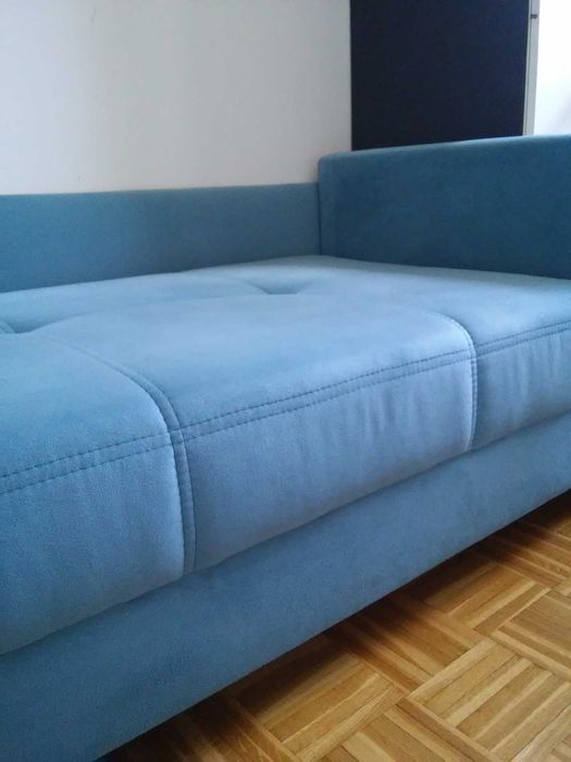 Łóżko turkus niebieski funkcja spania rozkładane pojemnik na pościel