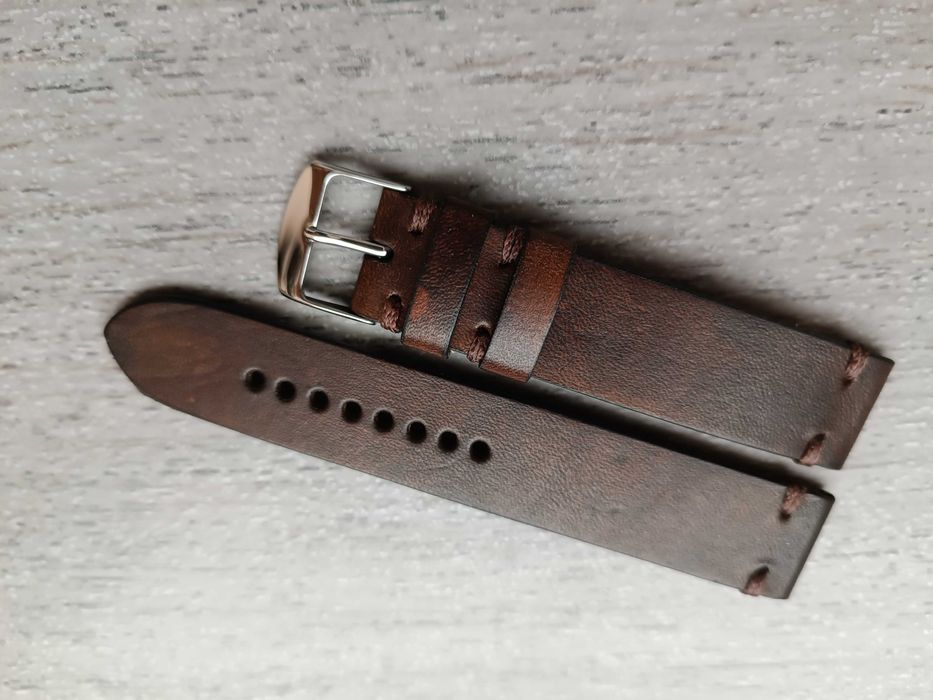 Brązowy skórzany pasek zegarka 18 mm S/M