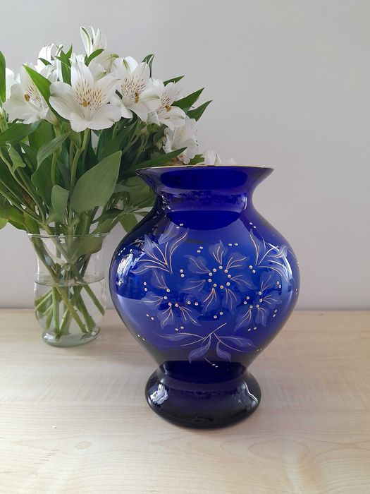 Wazony kobaltowy Lucka Glass DDR