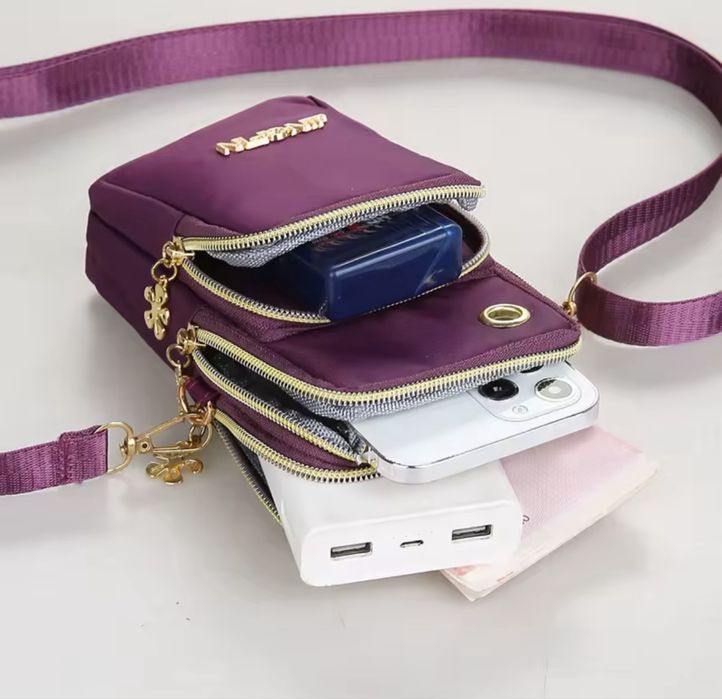 Bolsa feminina impermeável e prática para telemóvel e carteira