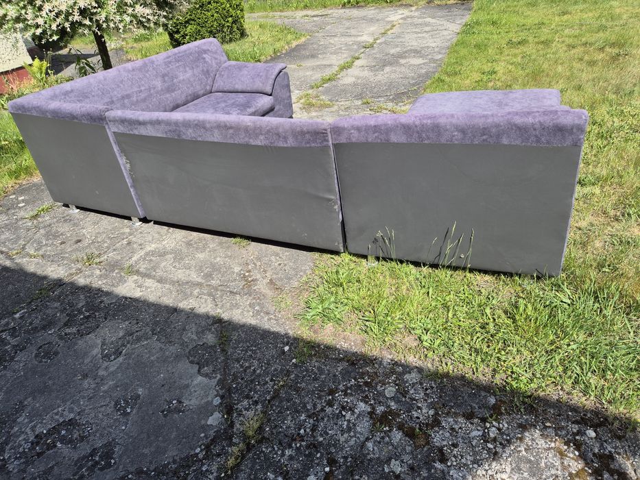 Kanapa sofa duża szara  z funkcją spania narożnik
