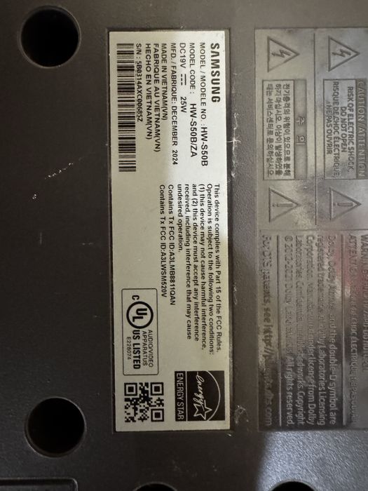 Саундбар Samsung HW-S50B (Bluetooth, Dolby Audio, 3.0-кан)