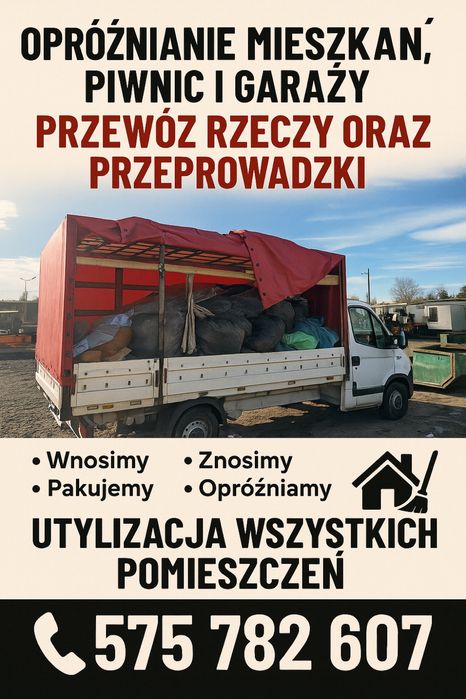 Przeprowadzka, oproznianie mieszkan, domow, garazy stare meble wszystk