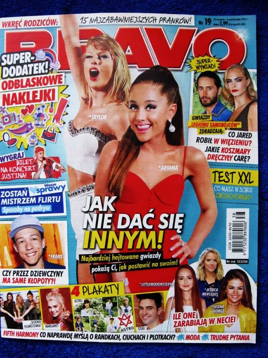 Bravo Nr 19/2016 front Ariana Grande,Taylor Swift,komplet plakatów
