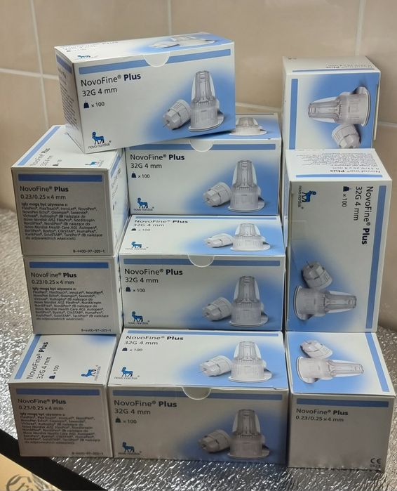Голки Новофайн Плюс 4мм (NovoFine Plus 32g 4mm) для інсулінових шприц-