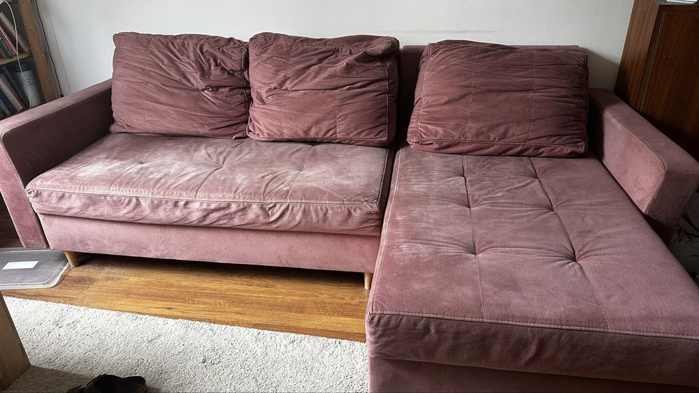 Narożnik sofa rozkładana brudny róż