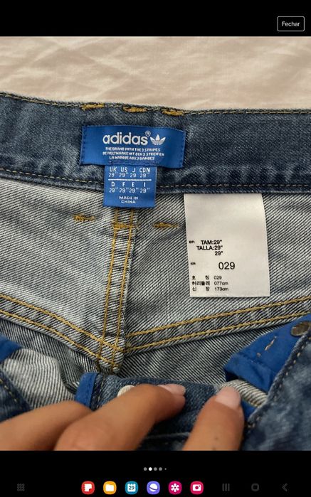 Calções adidas de ganga