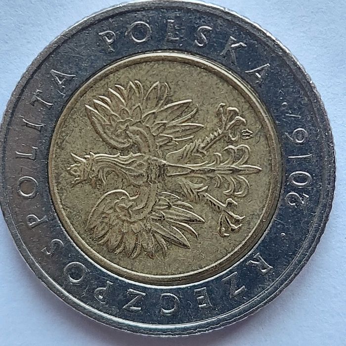 Moneta 5 zł. destrukt