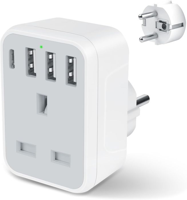 Adapter wtyczki podróżny europejskiej, UK do UE USB-C
