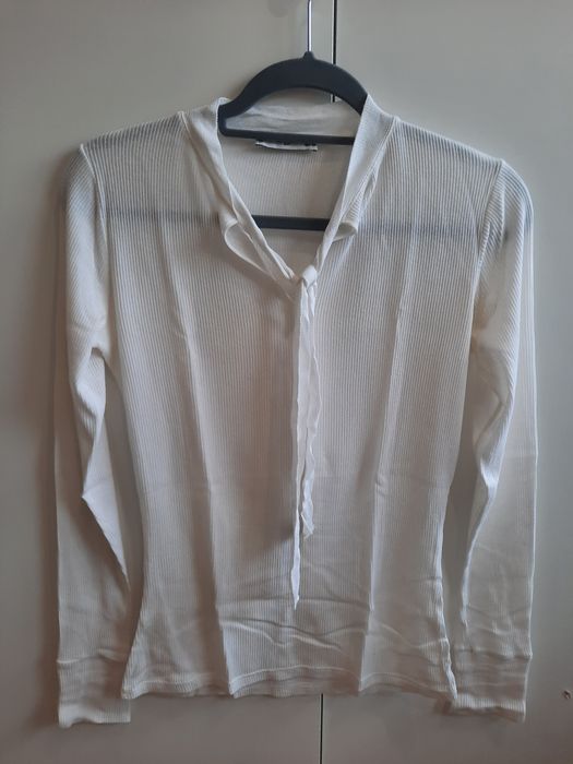 Camisola branca canelada da Mango