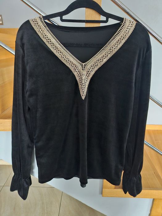 Bluza welurowa czarna M/L