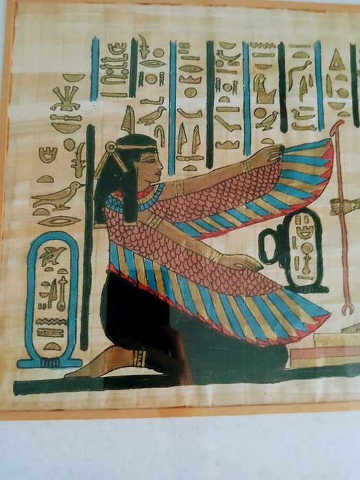 Ręcznie malowany obraz na egipskim papirusie