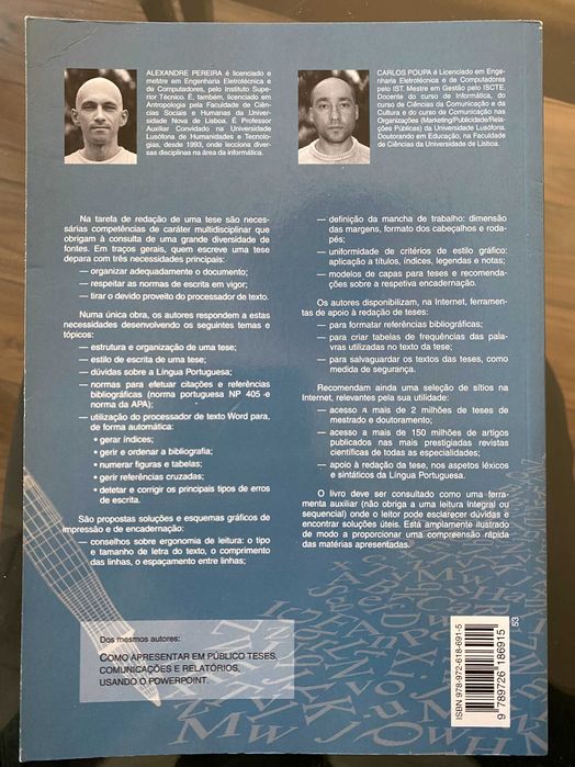 Livro "Como Escrever uma Tese" – Alexandre Pereira e Carlos Poupa64409514272771121