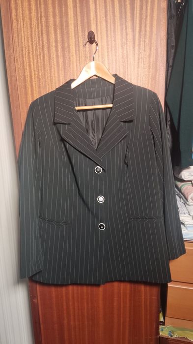 Blazer às riscas feito à mão L