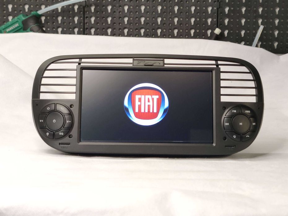 Radio 2 DIN Android 13 Fiat 500 Preto - GPS WIFI CarPlay - Novo