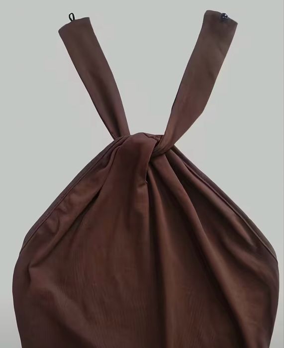 Czekoladowa elegancja letnia sukienka S Shein