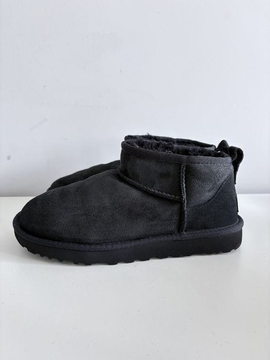 Ugg Classic Ultra Mini Czarne Śniegowce Damskie Skórzane Rozmiar 38
