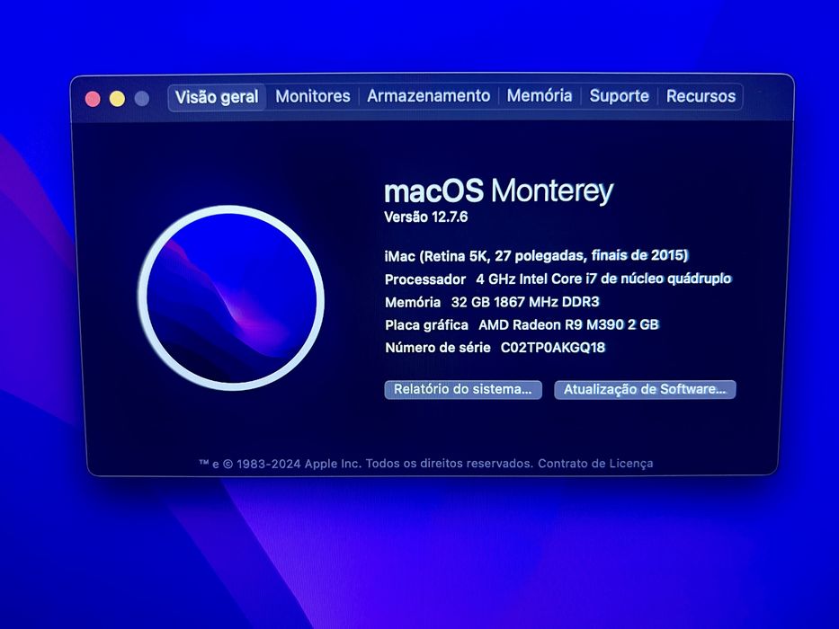 iMac 27” Retina 5K i7 4.0Ghz 32Gb SSD512 GB