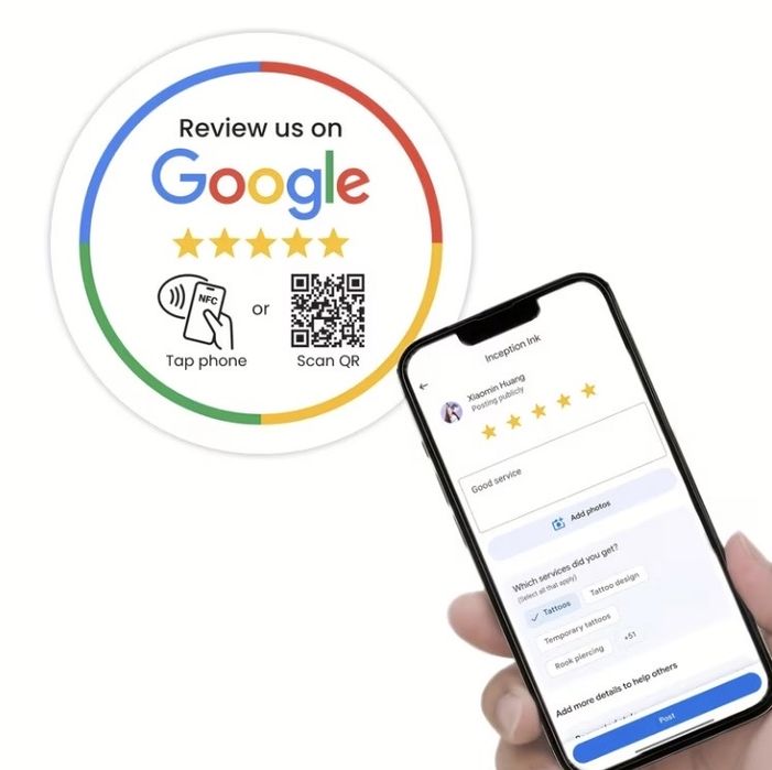 Placa NFC + QR Code para Avaliações Google – Receba Mais Reviews