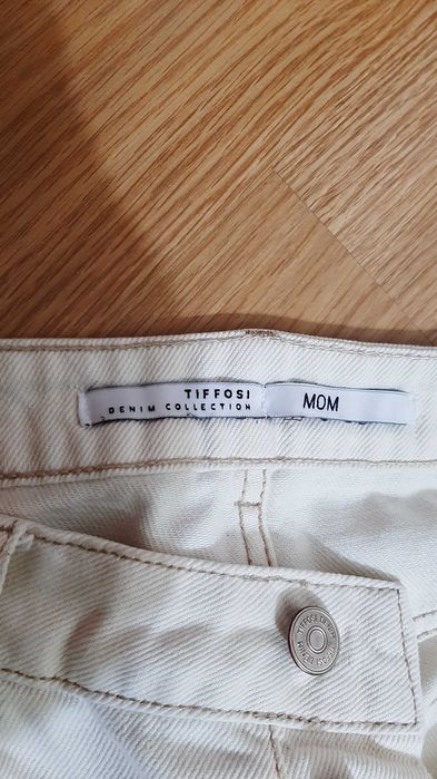 Calças Mom Jeans, Creme - 40