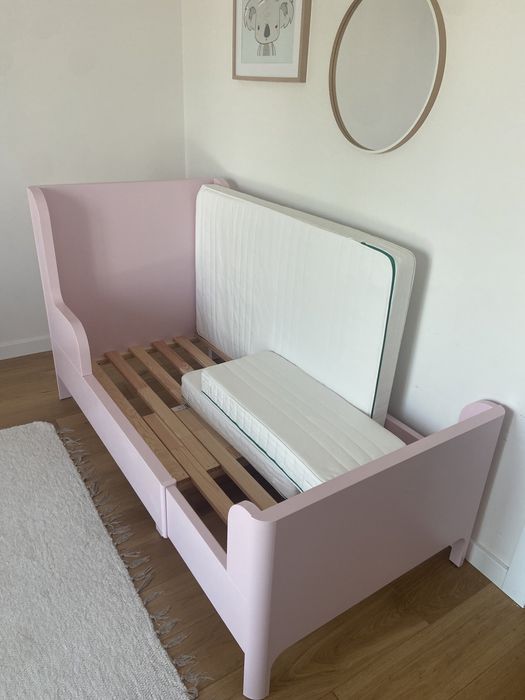 Cama BUSUNGE extensível, rosa claro, 80x200 cm